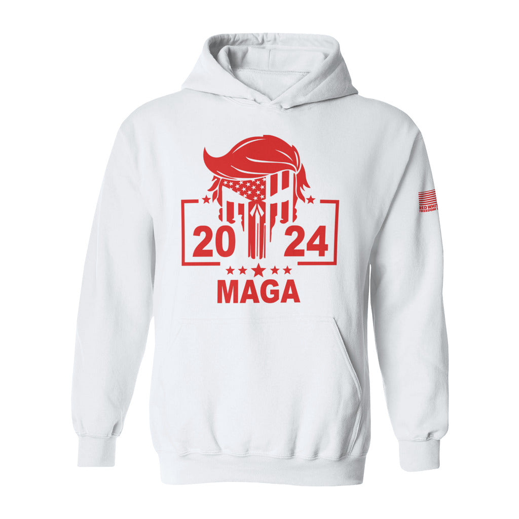 MAGA 2024 Punisher Skull (Hoodie) - White Edition